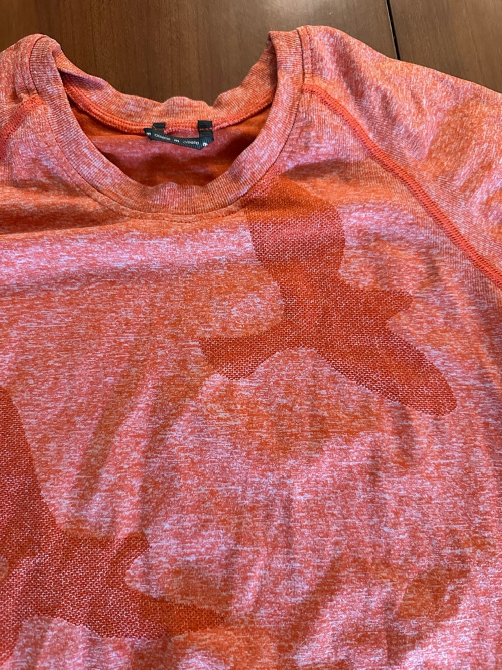 Oiselle Flyte Running Tee Orange Heather Bird Print Short Sleeve Athletic Top M - Picture 2 of 6
